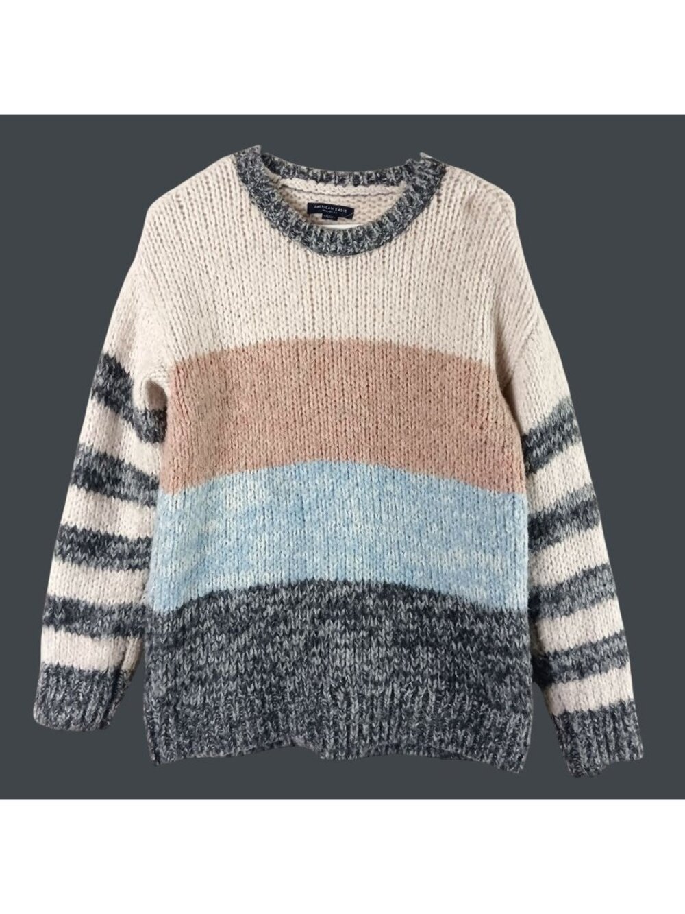 American Eagle Wool Blend Colorblock Sweater Womens Small Striped Cozy Fall